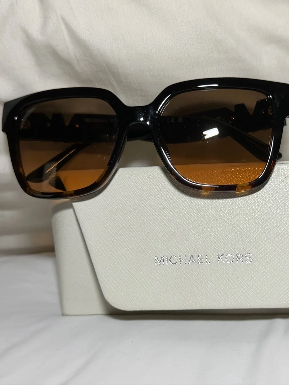Michael Kors Black Frame with Brown Gradient Lenses Oversized Square Sunglasses